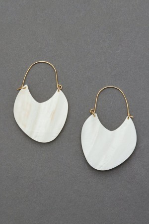 Lucky Brand Shell Hoop Women's Earrings Gold | South Africa-SFZ817469