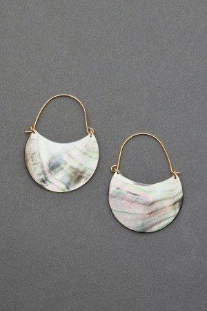 Lucky Brand Shell Hoop Women's Earrings Gold | South Africa-PEZ402713