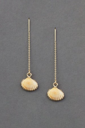 Lucky Brand Shell Threader Women's Earrings Gold | South Africa-QNF531960