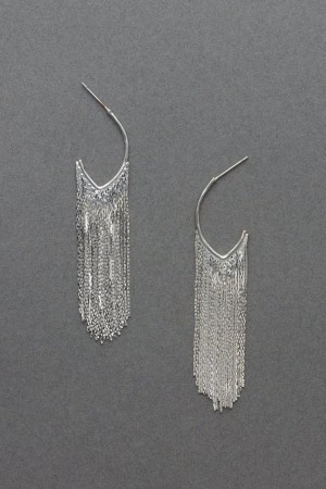 Lucky Brand Silver Fringe Women's Earrings Silver | South Africa-XVR097823