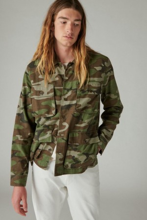 Lucky Brand Slub Twill Military Men's Jacket Camo | South Africa-FVM182530