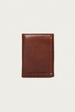 Lucky Brand Smooth Leather Trifold Men's Wallet Dark Brown | South Africa-GLD395072