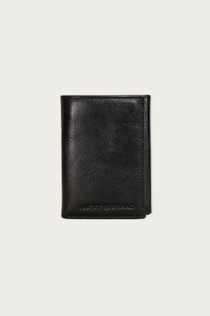 Lucky Brand Smooth Leather Trifold Men's Wallet Black | South Africa-OFL637821