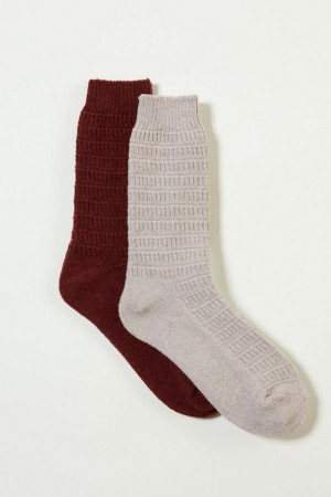 Lucky Brand Solid Chenille Pack Women's Socks Burgundy / Grey | South Africa-NHJ870962