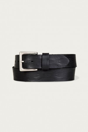 Lucky Brand Southwest Embossed Leather Men's Belts Black | South Africa-ZHJ598436