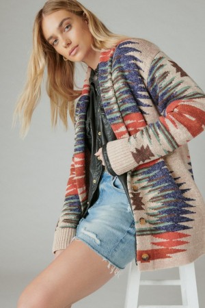 Lucky Brand Southwestern Sweater Women's Cardigan Multicolor | South Africa-ZKR716985