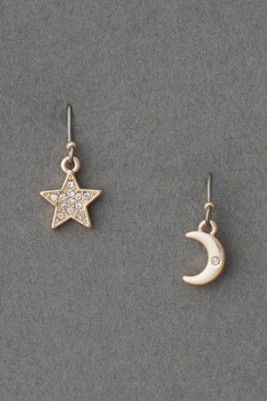 Lucky Brand Star And Moon Women's Earrings Gold | South Africa-QNB728461