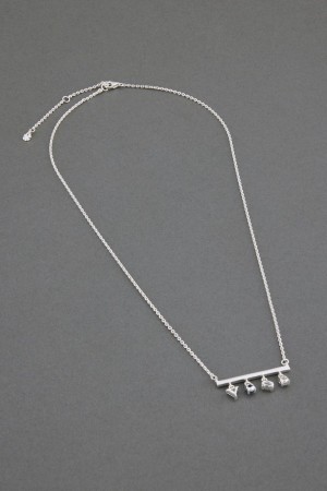 Lucky Brand Sterling Silver Bar Charm Women's Necklace Silver | South Africa-FIT739412