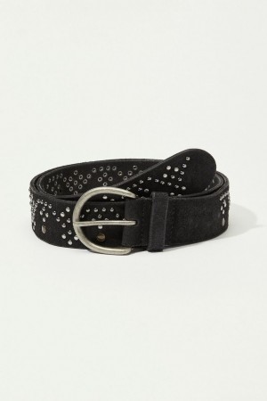 Lucky Brand Stud Pattern Suede Women's Belts Black | South Africa-BOA813907