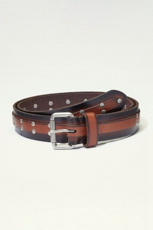 Lucky Brand Studded Leather Men's Belts Multicolor | South Africa-XAE748635