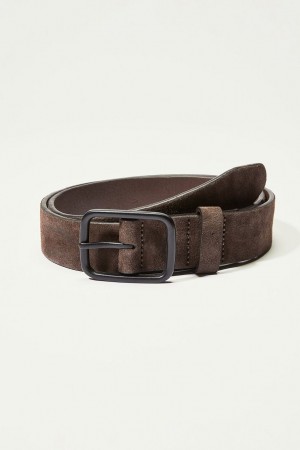 Lucky Brand Suede Ox Buckle Men's Belts Dark Brown | South Africa-SUE012389