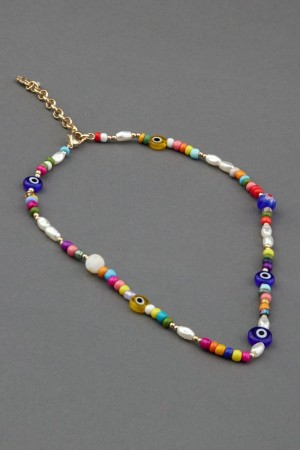 Lucky Brand Summer Camp Beaded Collar Women's Necklace Gold | South Africa-NSZ097125