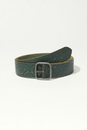 Lucky Brand Teal Embossed Leather Women's Belts Blue / Turquoise | South Africa-MQP504172