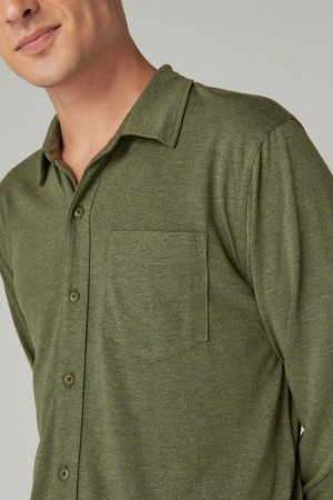 Lucky Brand Tencel Jersey Men's Shirts Olive | South Africa-LIJ172465