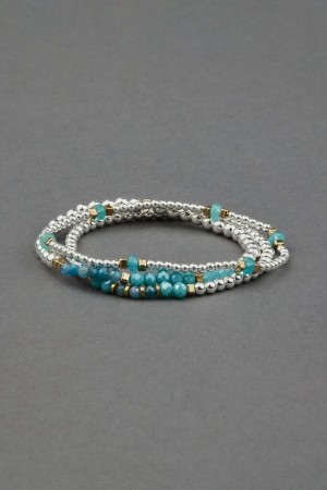 Lucky Brand Turquoise And Silver Bead Women's Bracelet Silver | South Africa-JBG258431