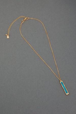 Lucky Brand Turquoise Bar Pendant Women's Necklace Gold | South Africa-AID496182