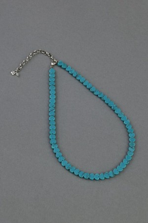 Lucky Brand Turquoise Heart Beaded Collar Women's Necklace Silver | South Africa-NDJ543092