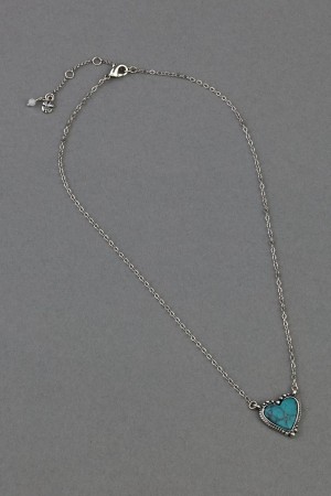 Lucky Brand Turquoise Heart Women's Pendants Silver | South Africa-ILA041679