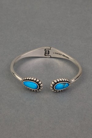 Lucky Brand Turquoise Hinge Cuff Women's Bracelet Silver | South Africa-EGD793128