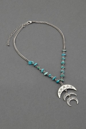 Lucky Brand Turquoise Horn Pendant Women's Necklace Silver | South Africa-LFE471205