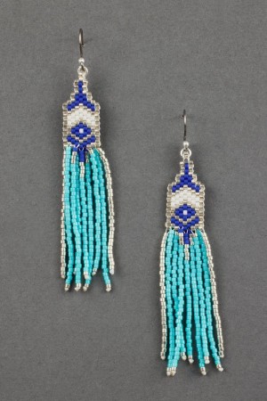 Lucky Brand Turquoise Seed Bead Fringe Women's Earrings Silver | South Africa-UNL947865