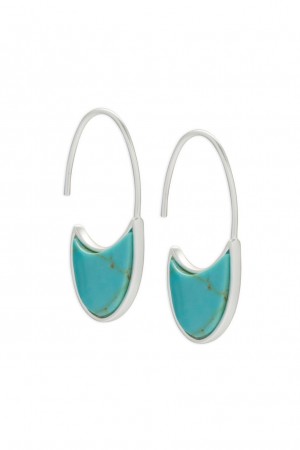 Lucky Brand Turquoise Threader Slice Women's Earrings Silver | South Africa-ABG439185