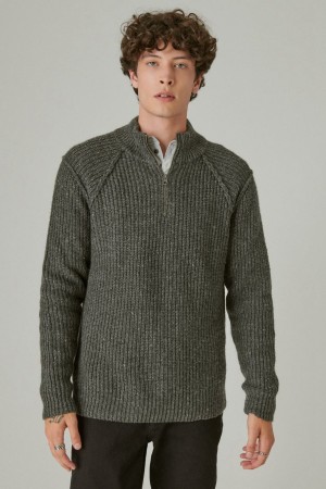 Lucky Brand Tweed Mock Zip Men's Sweater Grey | South Africa-SGB965281