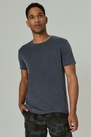 Lucky Brand Venice Burnout Crew Neck Men's T-Shirts Navy | South Africa-TAR769410