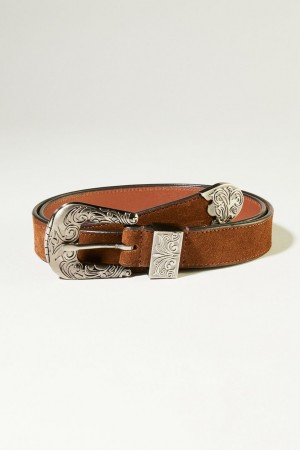 Lucky Brand Western Buckle Women's Belts Dark Brown | South Africa-NLV820967