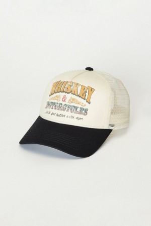 Lucky Brand Whiskey And Moto Trucker Men's Hat Multicolor | South Africa-YCD491765