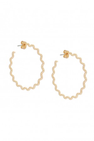 Lucky Brand Zig Zag Hoop Women's Earrings Gold | South Africa-SOA239470