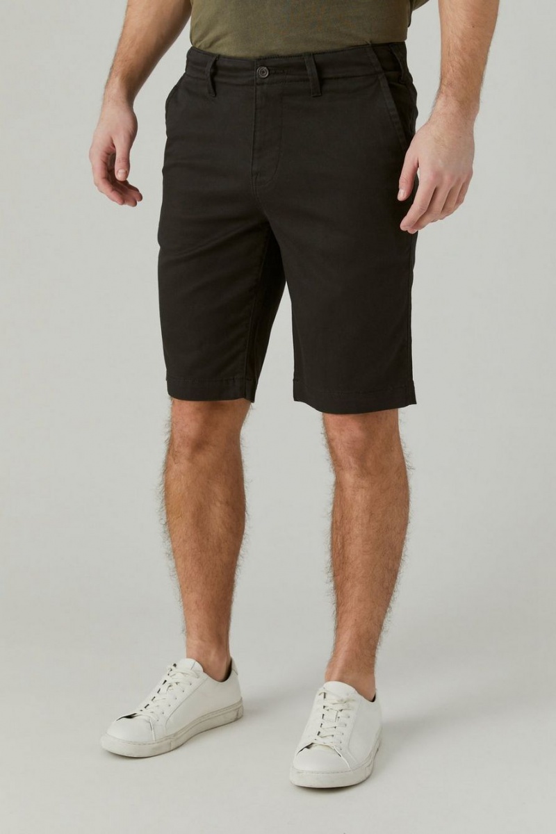 Lucky Brand 11 Stretch Twill Flat Front Men\'s Shorts Black | South Africa-ZBG190843