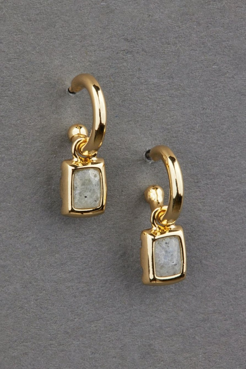 Lucky Brand 14k Gold Plated Labradorite Women\'s Earrings Gold | South Africa-REZ650498