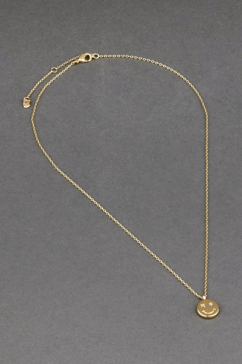 Lucky Brand 14k Gold Plated Smiley Women\'s Necklace Gold | South Africa-TOX125963