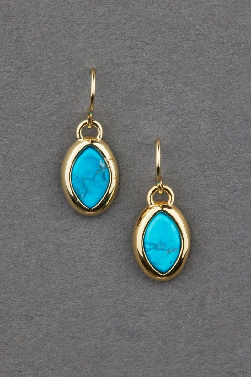 Lucky Brand 14k Gold Plated Turquoise Drop Women\'s Earrings Gold | South Africa-MAE273146