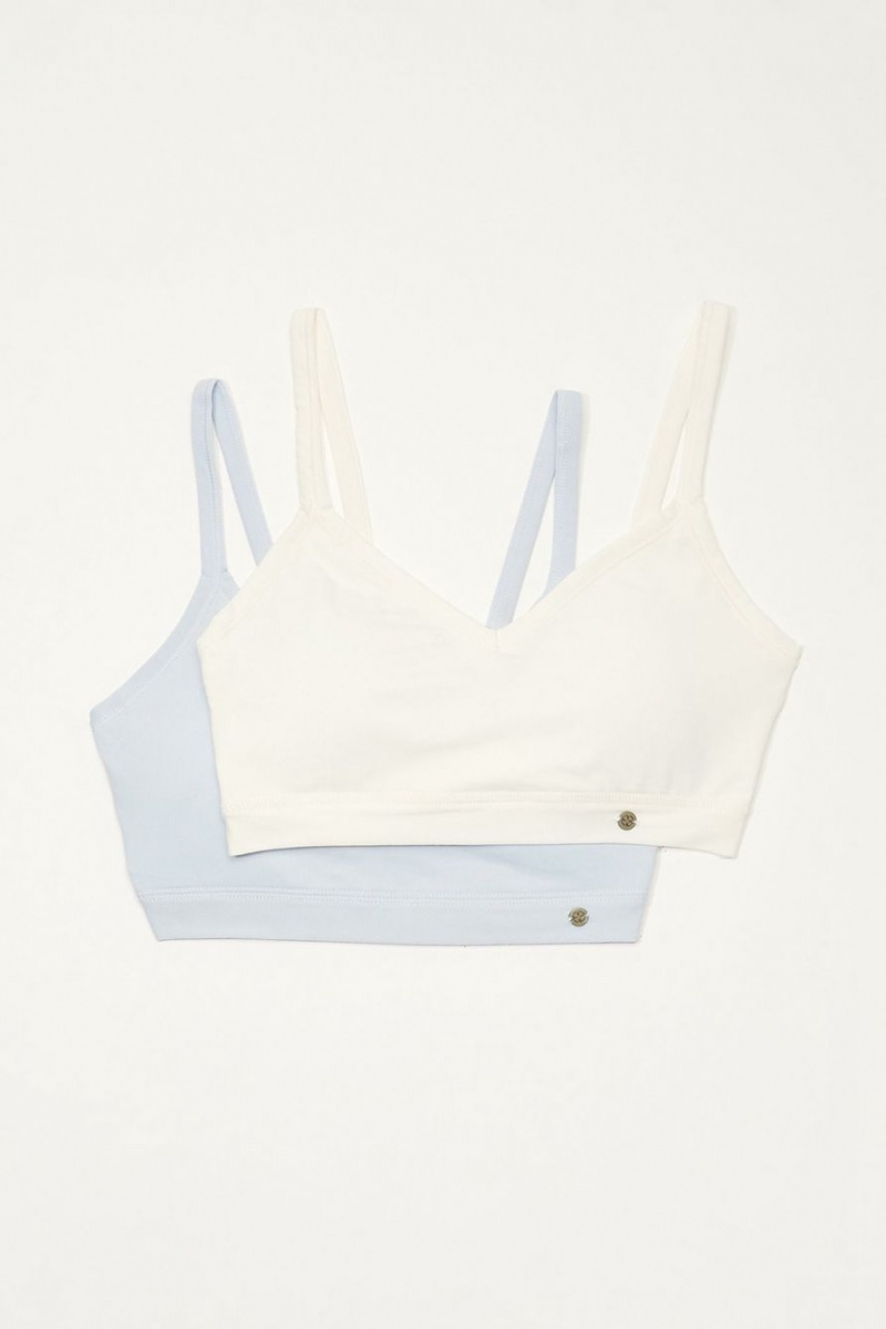 Lucky Brand 2pk Everyday Lucky Women\'s Bra Cream / Blue | South Africa-SNC715264