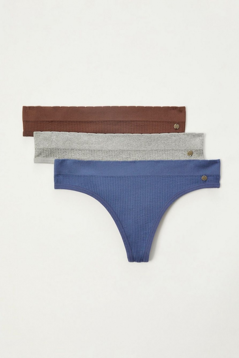 Lucky Brand 5pk Ribbed Women\'s Thong Multicolor | South Africa-VBX837296