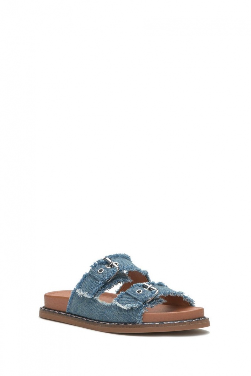 Lucky Brand Alffie Denim Women\'s Slide Blue | South Africa-IWG350289