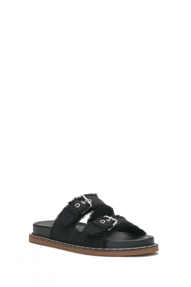 Lucky Brand Alffie Denim Women\'s Slide Black | South Africa-FXZ936180