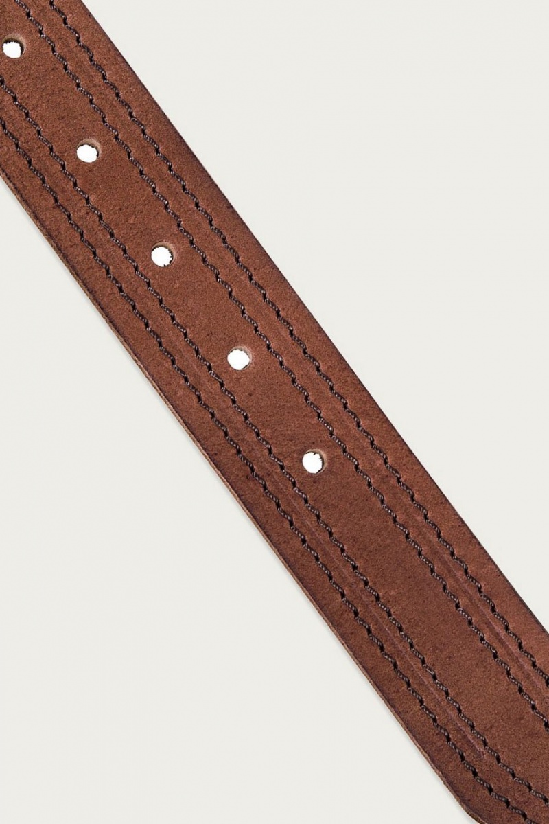 Lucky Brand Antiqued Leather With Darker Stitching Detail Men's Belts Brown | South Africa-VGU419263