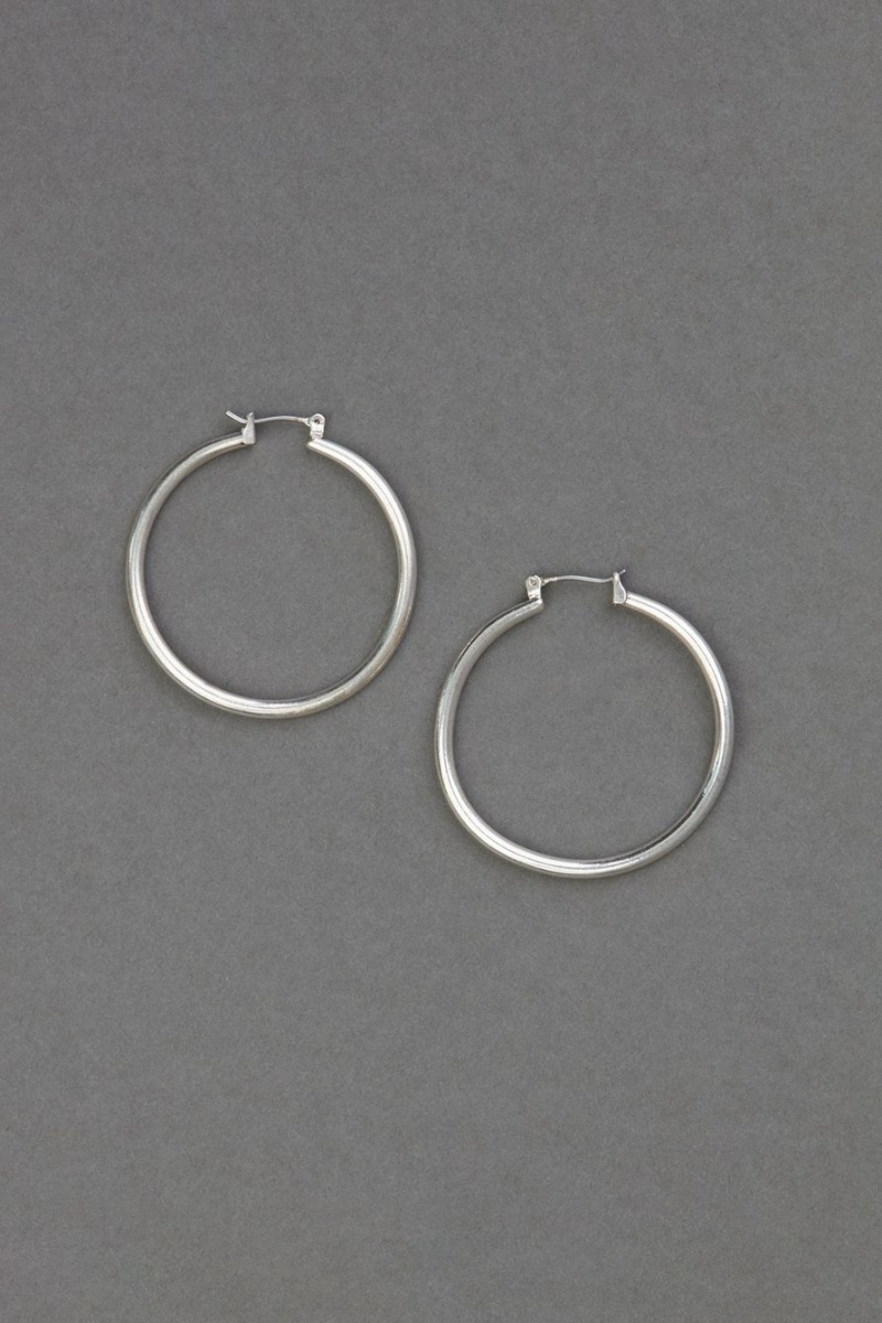 Lucky Brand Basic Hoop Women\'s Earrings Silver | South Africa-NFG493126