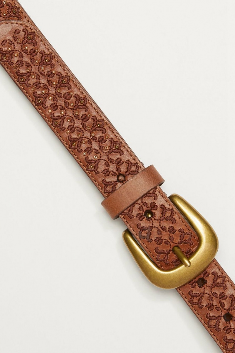 Lucky Brand Beaded And Embroidery Women's Belts Dark Brown | South Africa-GCN632957