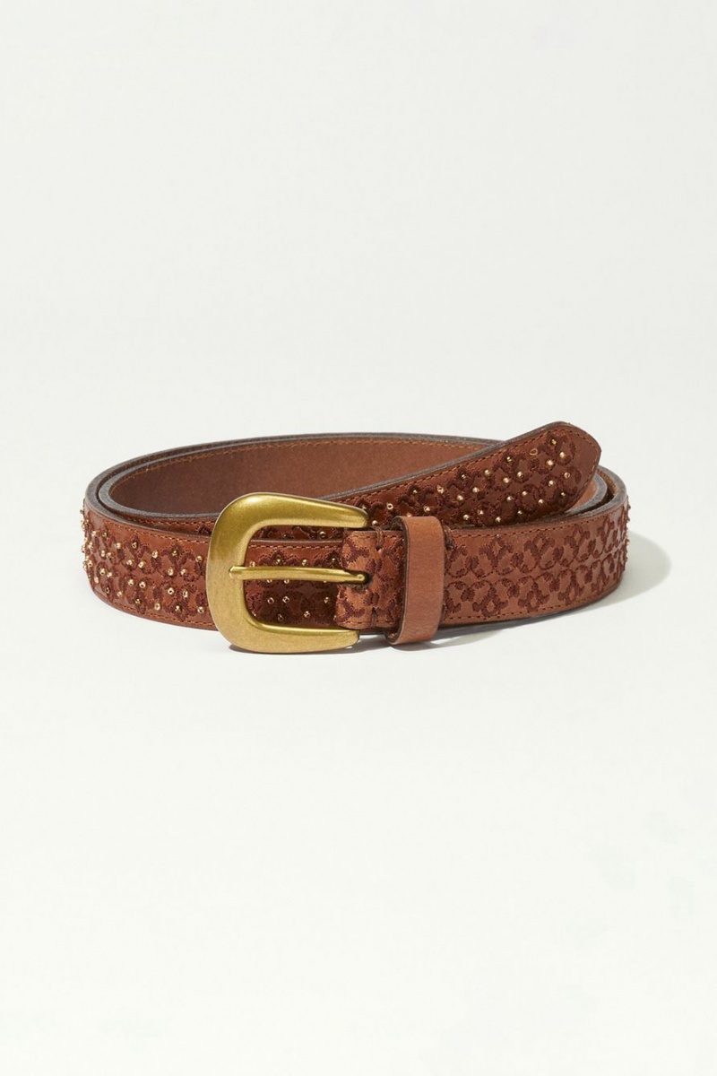 Lucky Brand Beaded And Embroidery Women\'s Belts Dark Brown | South Africa-GCN632957