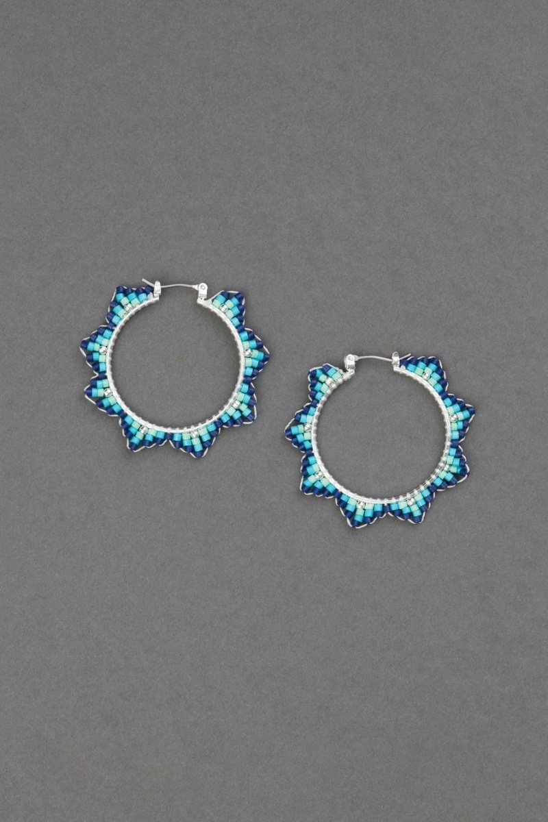 Lucky Brand Beaded Hoop Women\'s Earrings Silver | South Africa-QOM419876