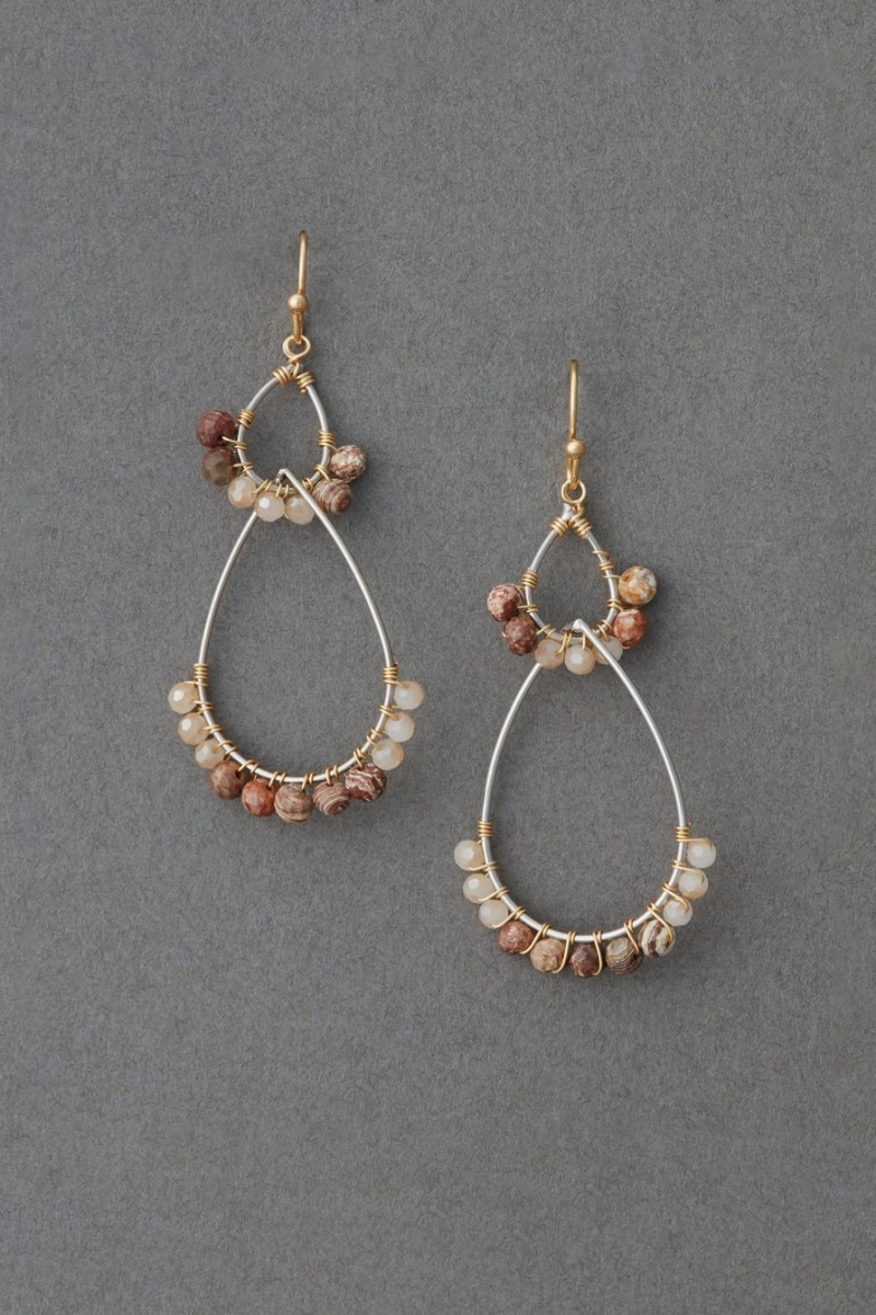 Lucky Brand Beaded Movement Drop Women\'s Earrings Gold | South Africa-IFC920857