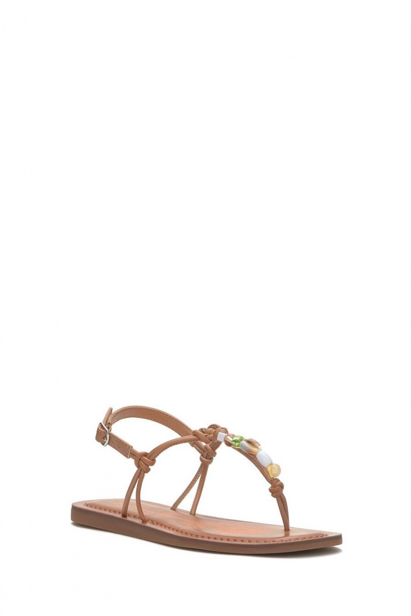 Lucky Brand Beiwen Strappy Shell Women\'s Sandals Brown | South Africa-REQ721850