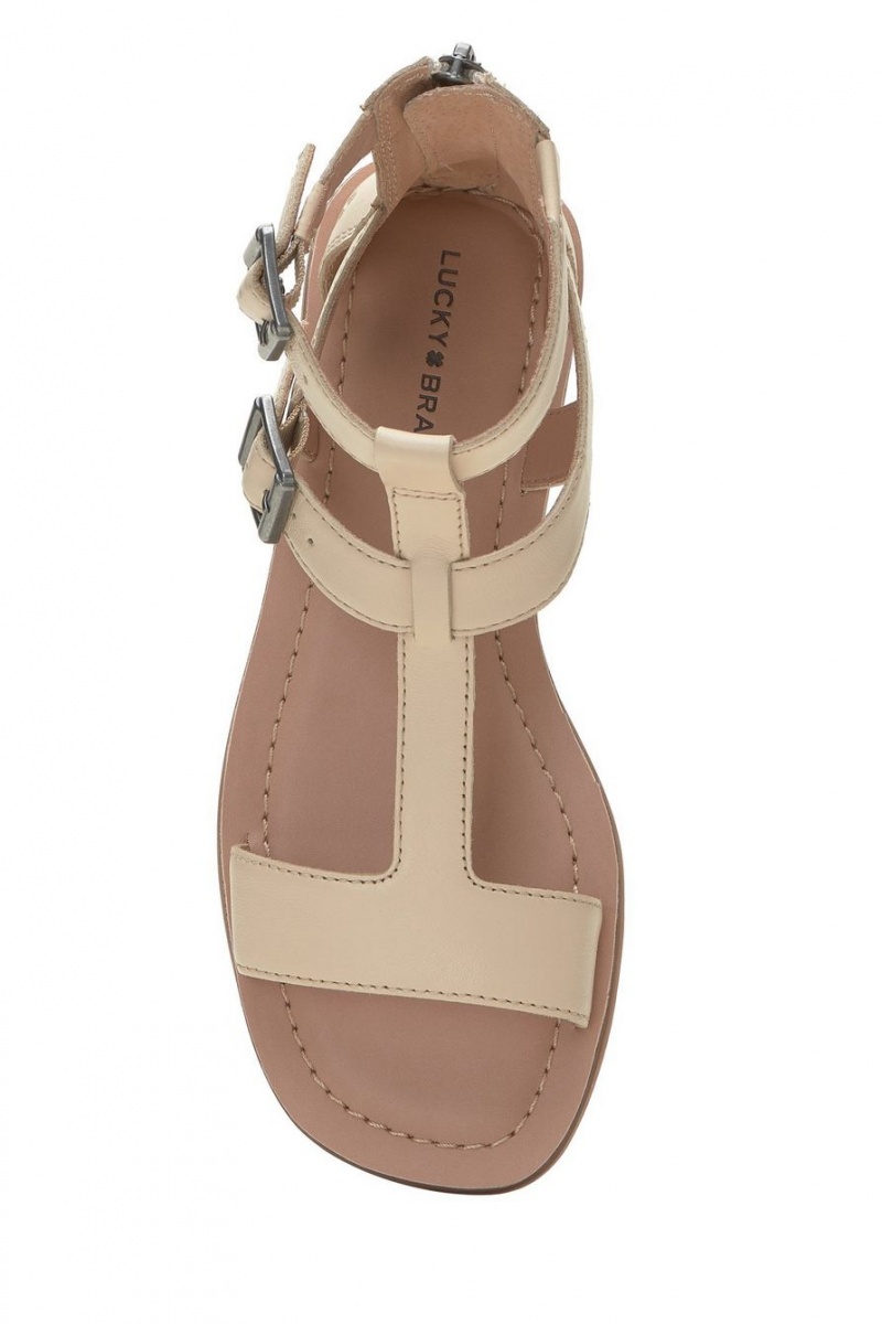 Lucky Brand Brelin Buckle Women's Sandals Beige | South Africa-KHO968731