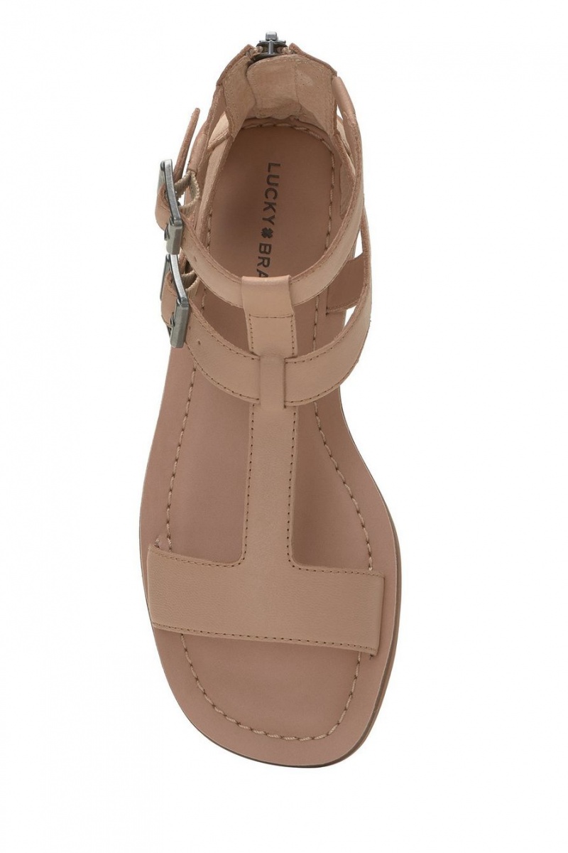 Lucky Brand Brelin Buckle Women's Sandals Beige | South Africa-JSU261308