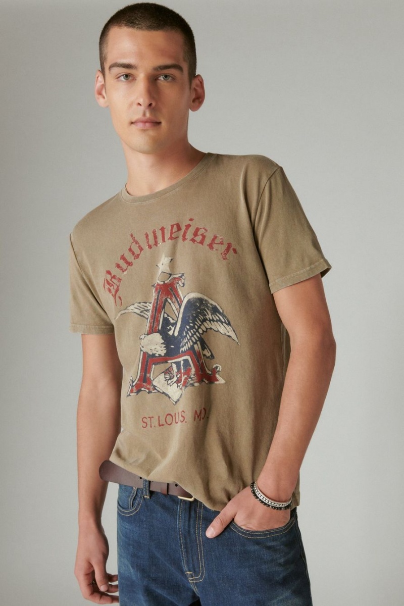 Lucky Brand Budweiser A Men\'s T-Shirts Grey | South Africa-BWT167852