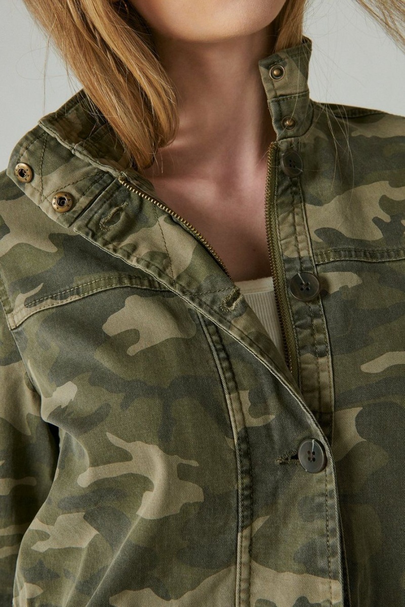 Lucky Brand Camo Printed Utility Women's Jacket Green Multicolor | South Africa-KOF978360